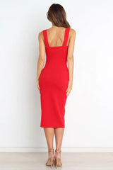Red Pencil Midi Dress