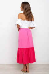 Hot Pink Color Block Midi Dress