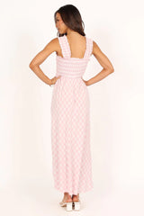 Blush Plaid Print Midi Dress