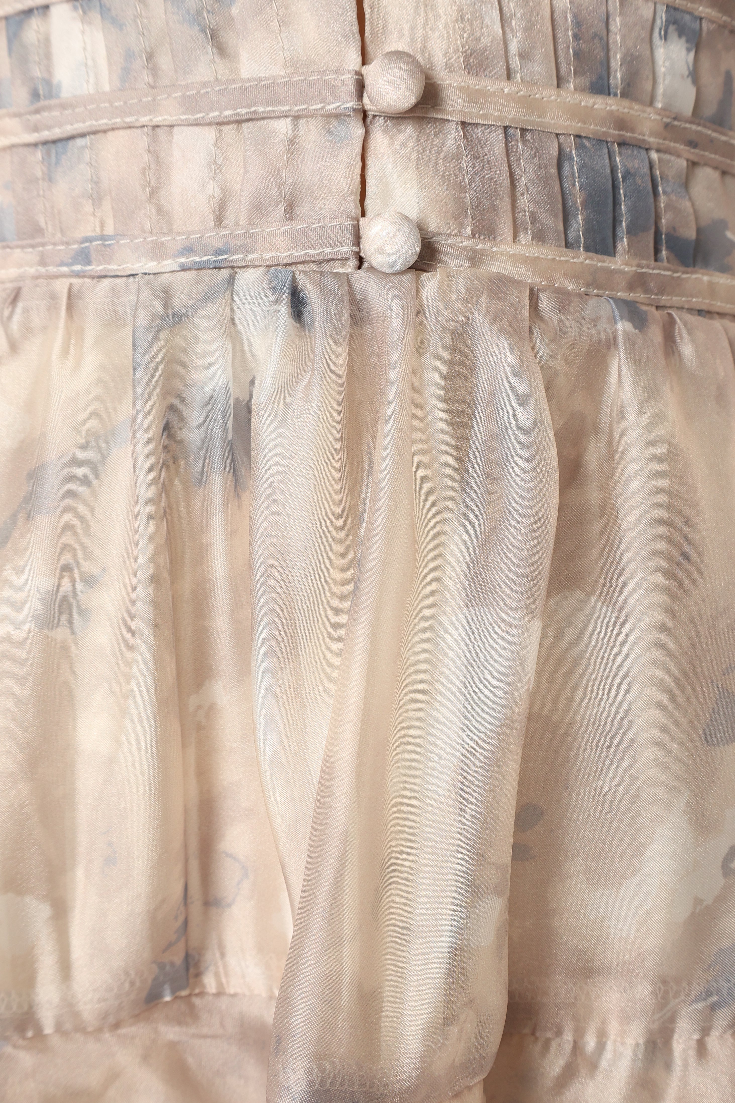 Rina Tiered Mini Dress - Beige Blue Floral