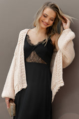 Cara Oversized Handknit Knit Sweater - Natural