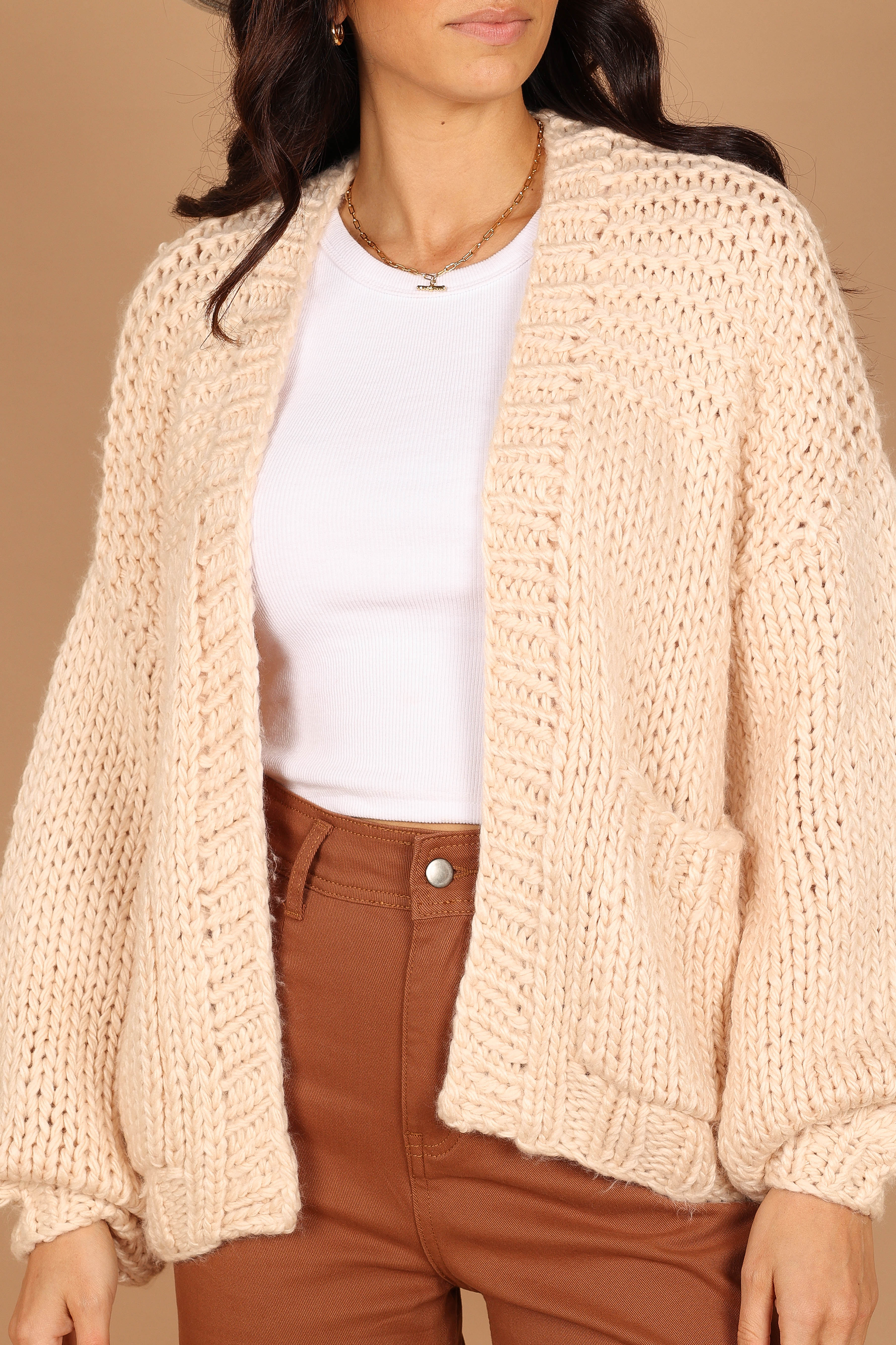 Cara Oversized Handknit Knit Sweater - Natural