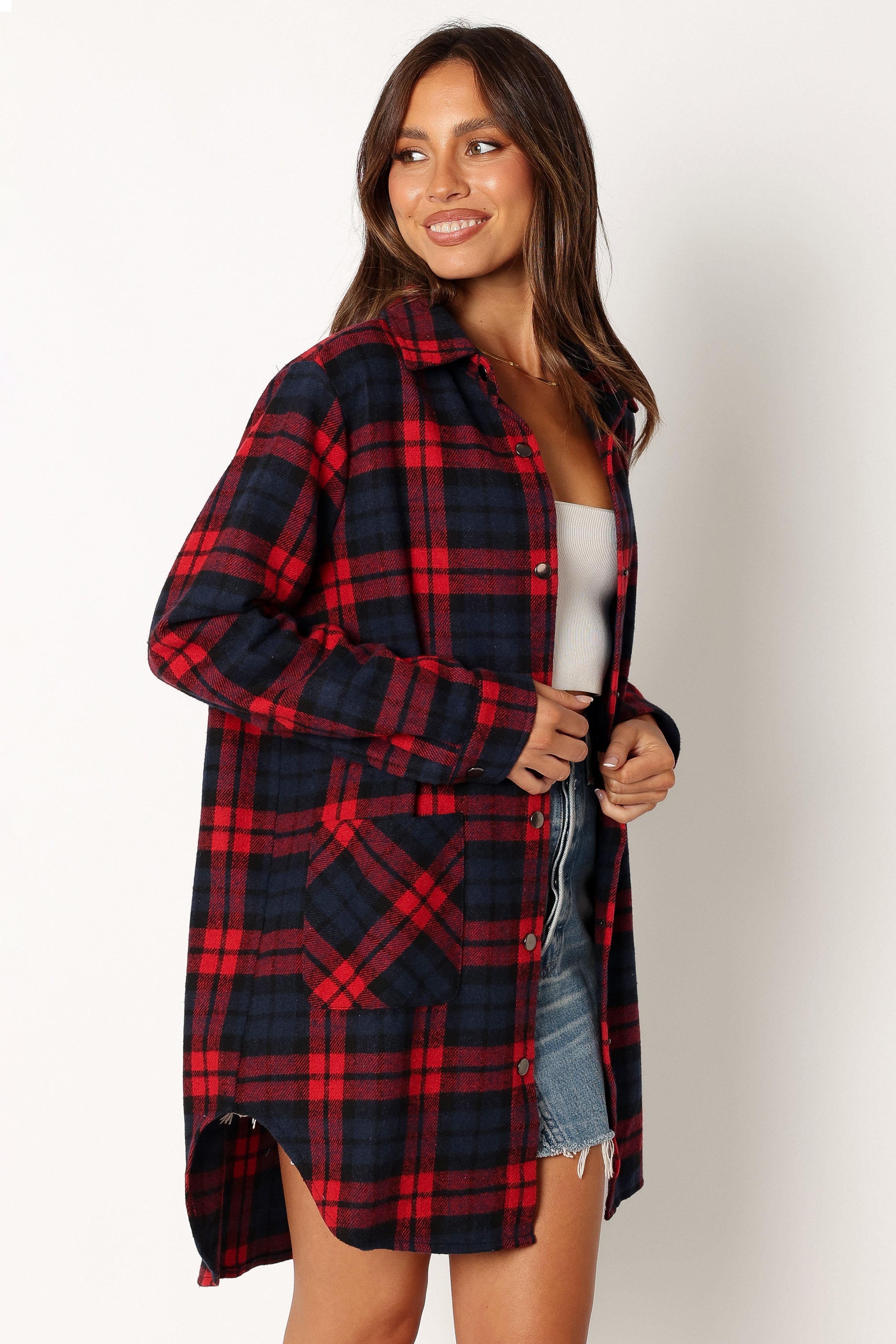 Lilith Plaid Shacket - Red