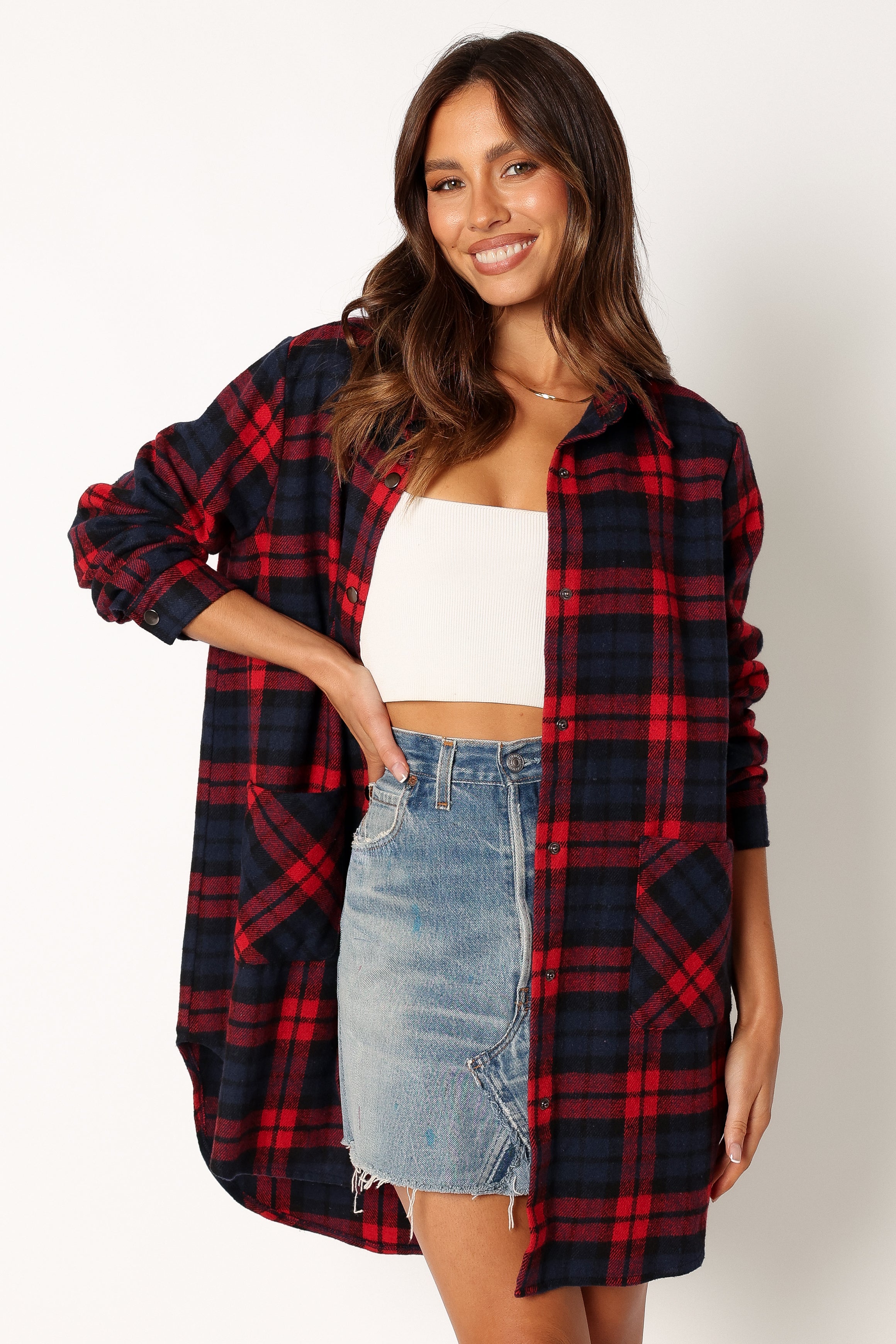 Lilith Plaid Shacket - Red