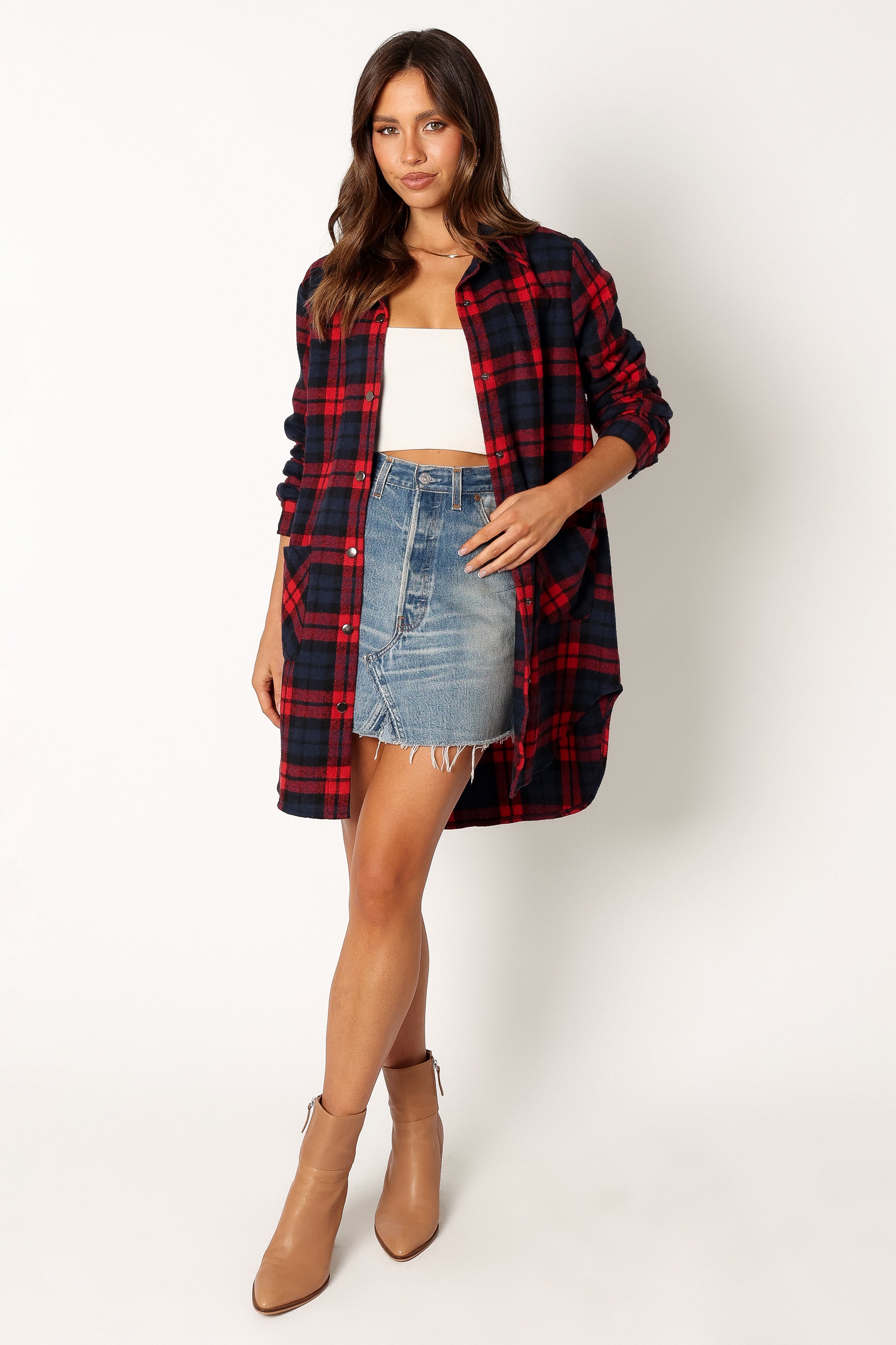 Lilith Plaid Shacket - Red