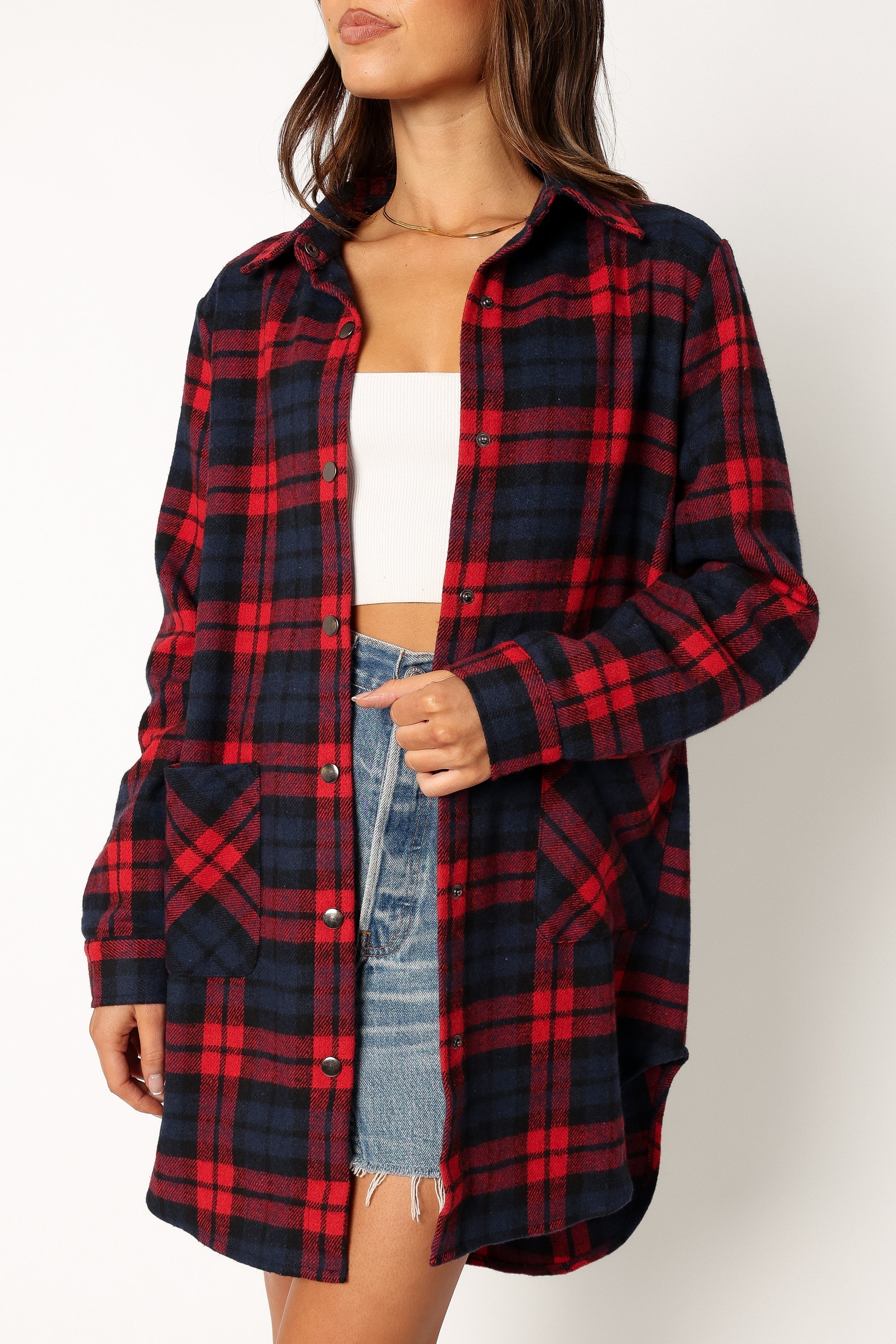 Lilith Plaid Shacket - Red