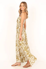 Green Floral Bandeau Midi Dress