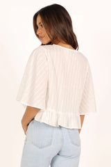 Weißes, gerüschtes Crop-Top