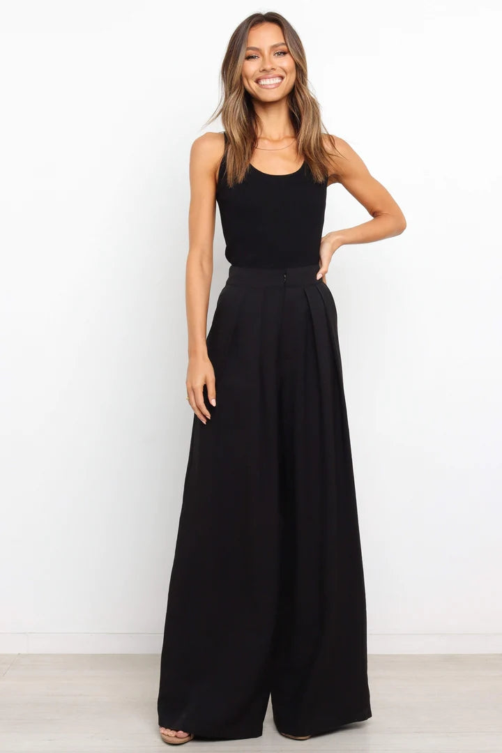 Schwarzes, geripptes Strick-Tanktop