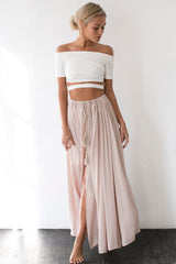 White Off Shoulder Cropped Tee