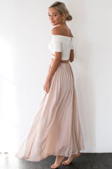 White Off Shoulder Cropped Tee