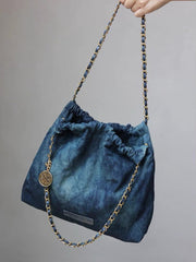 Blaue Baumwoll-Tragetasche